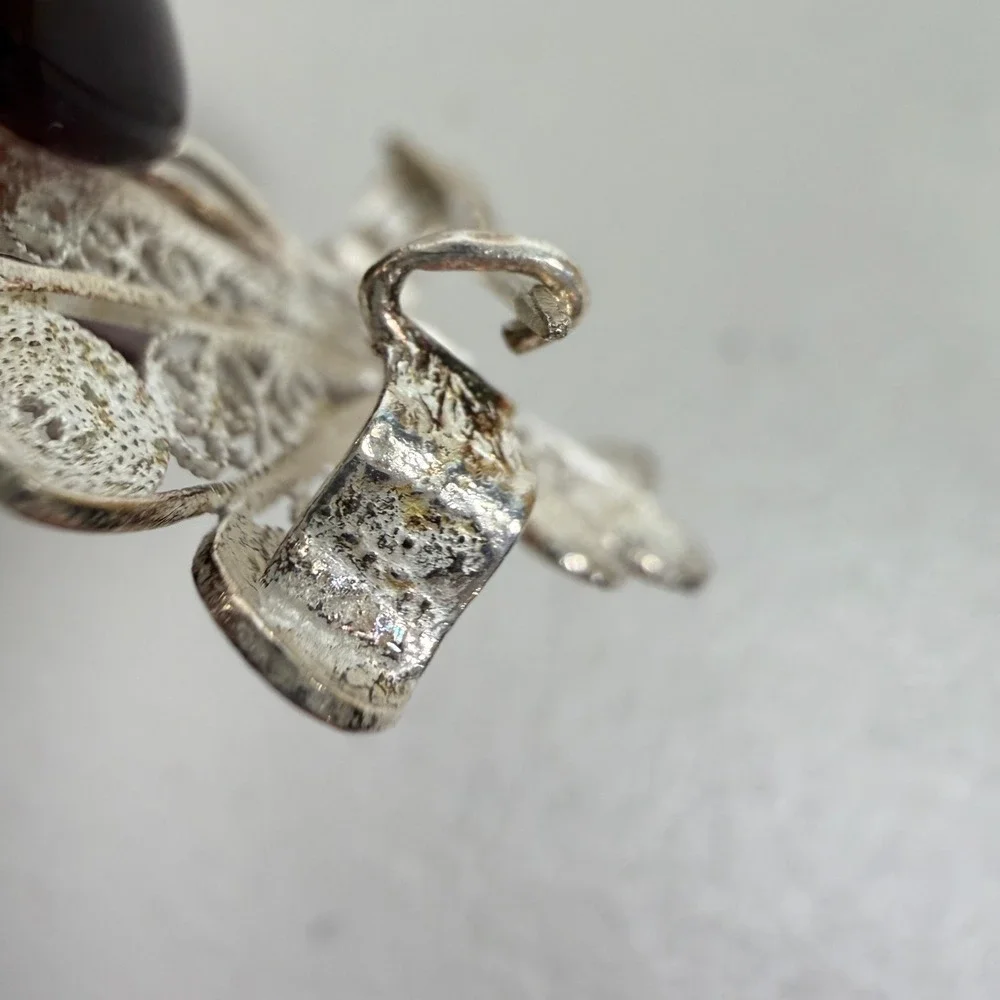 Sterling Silver‎ 925 Filigree Butterfly Brooch Pin Vintage